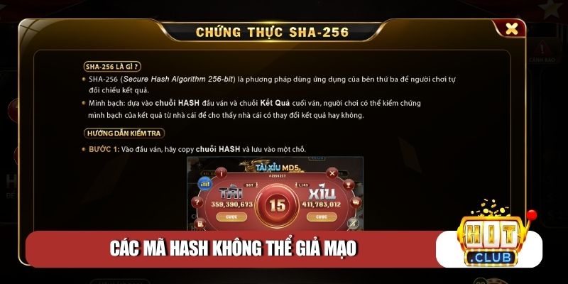 Các mã hash không thể giả mạo