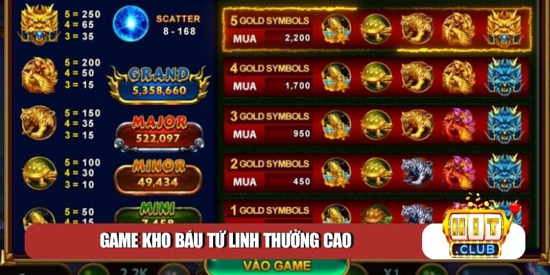 Game Kho báu Tứ Linh thưởng cao