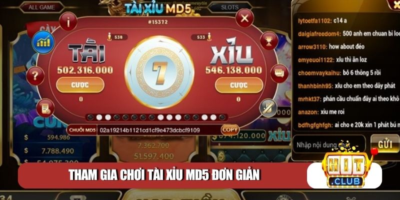 Tham gia chơi tài xỉu MD5 đơn giản