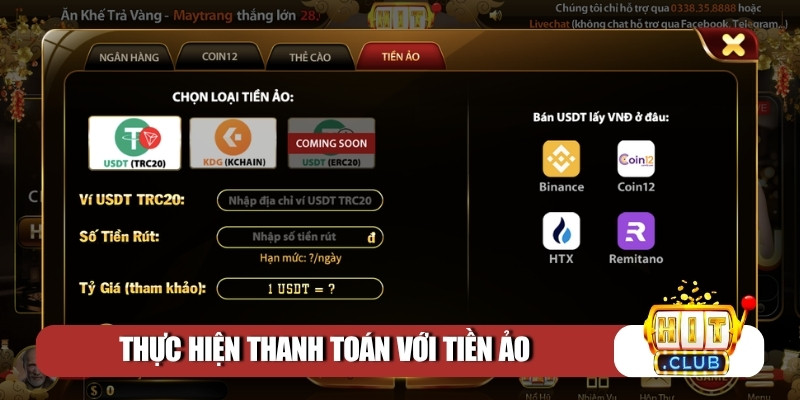 Thực hiện thanh toán với tiền ảo