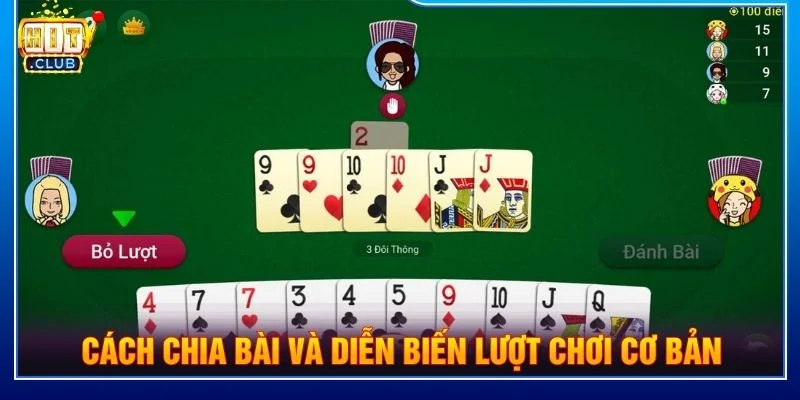Cách chia bài và diễn biến lượt chơi cơ bản