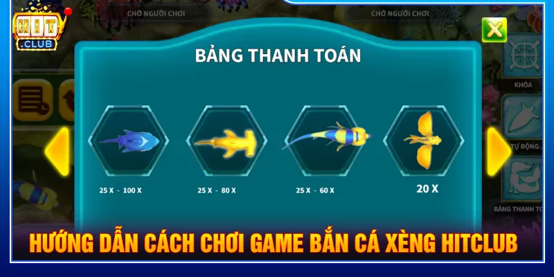 Người chơi chọn vũ khí để tiêu diệt bắn cá xèng HITCLUB